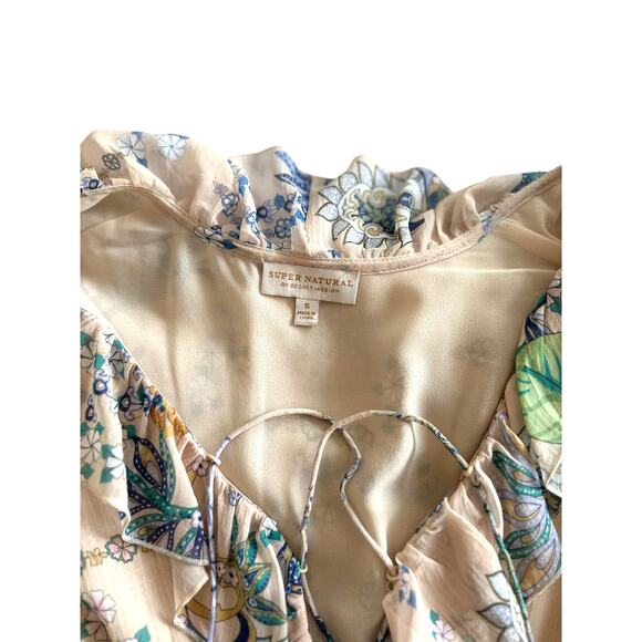 Super Natural by Secret Mission Rose Dress NWOT Boho Floral Mini S Beige Layered - Picture 13 of 15